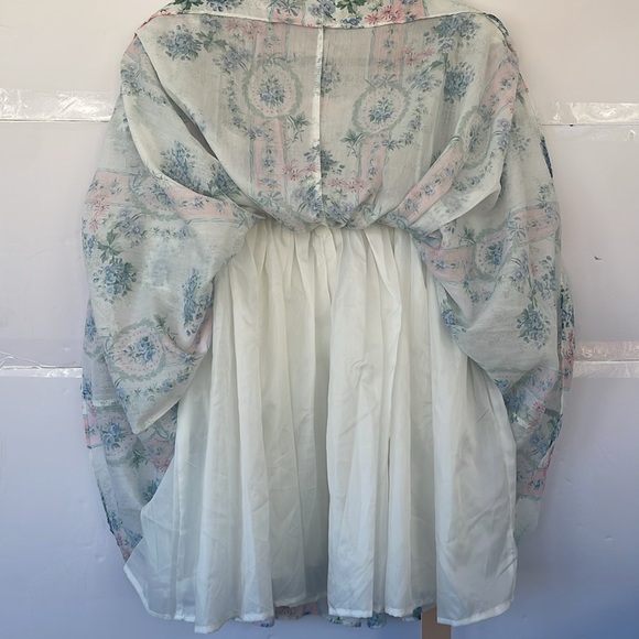 NWT Floral Print Puffy Sleeve Mini Dress, tag size Large (fits more like medium) - Picture 7 of 16